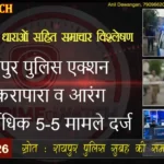CRIME WATCH 23 Feb 2026 रायपुर पुलिस का एक्शन: टिकरापारा व आरंग में सर्वाधिक 5-5 मामले दर्ज, पुलिस का एक्शन