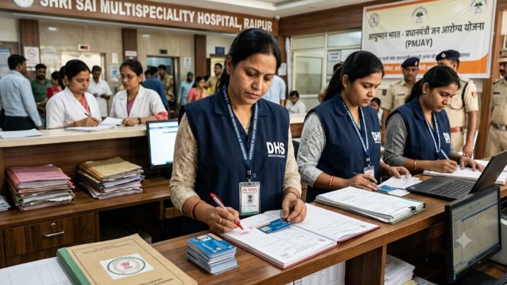 CG Health News : छत्तीसगढ़ के 100 से ज्यादा अस्पतालों में छापा, आयुष्मान कार्ड से फर्जी इलाज की शिकायत पर जांच; रायपुर समेत कई जिले शामिल