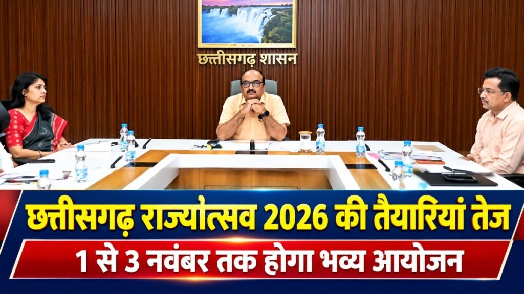 Chhattisgarh Rajyotsav 2026 : छत्तीसगढ़ राज्योत्सव की तैयारियां तेज, 1 से 3 नवंबर तक होगा भव्य आयोजन, राज्य अलंकरण समारोह भी होगा