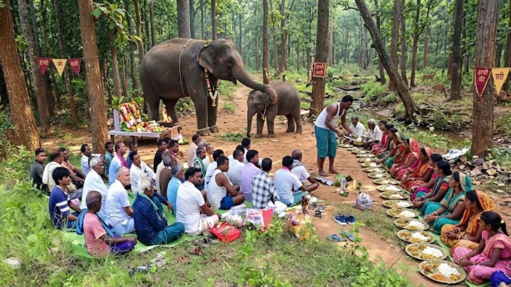 CG News : हाथी के बच्चे की छठी मनाने जुटे ग्रामीण, जंगल में पूजा के बाद कराया सामूहिक भोज, अनोखी परंपरा ने जीता दिल