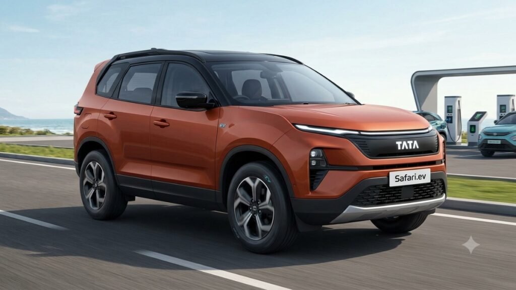 TATA Safari EV : ट्रिपल-स्क्रीन डैशबोर्ड और 627 KM की संभावित रेंज के साथ होगी लॉन्च TATA Safari EV