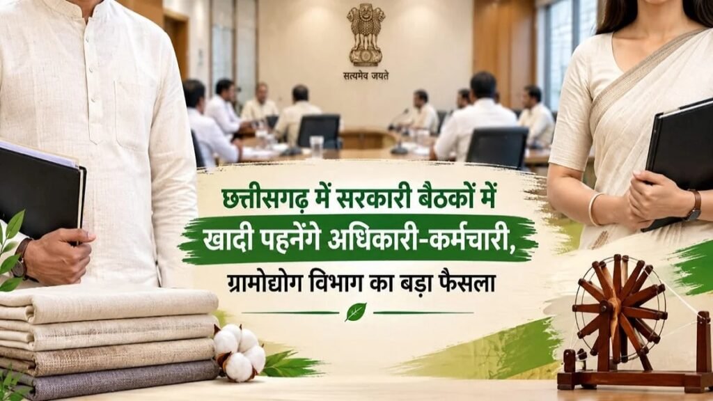 CG News : छत्तीसगढ़ में सरकारी बैठकों में खादी पहनेंगे अधिकारी-कर्मचारी, ग्रामोद्योग विभाग का बड़ा फैसला