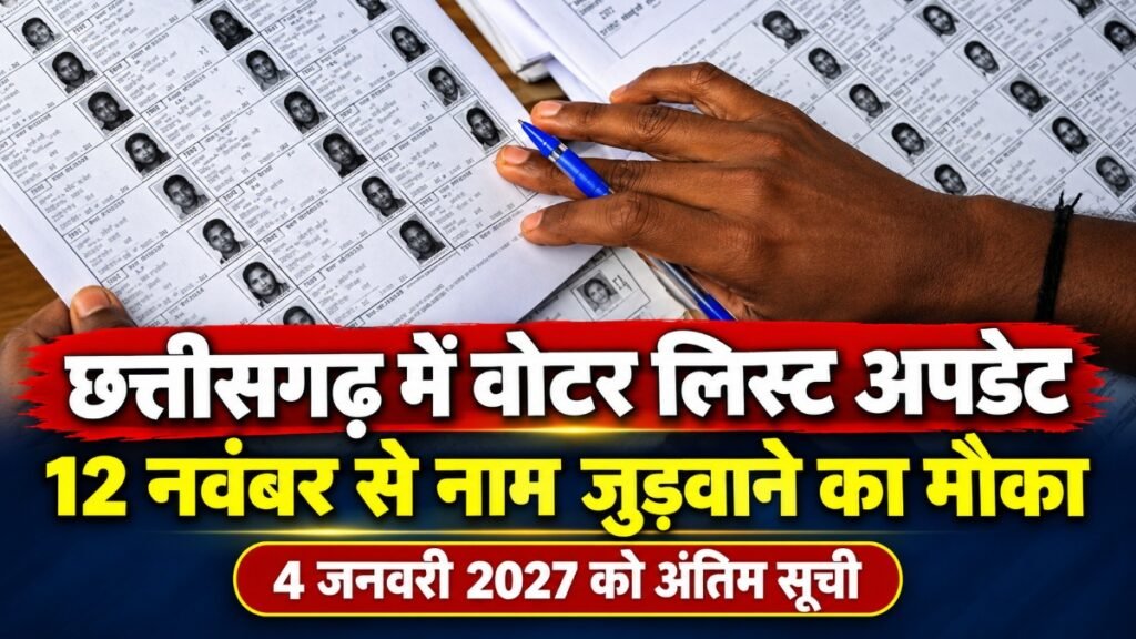 CG News : छत्तीसगढ़ में मतदाता सूची पुनरीक्षण का शेड्यूल जारी, 12 नवंबर से जुड़वा सकेंगे नाम’ 4 जनवरी को आएगी अंतिम सूची