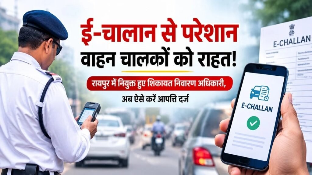 CG Traffic News : ई-चालान से परेशान वाहन चालकों को राहत’ रायपुर में नियुक्त हुए शिकायत निवारण अधिकारी, अब ऐसे दर्ज कराएं आपत्ति