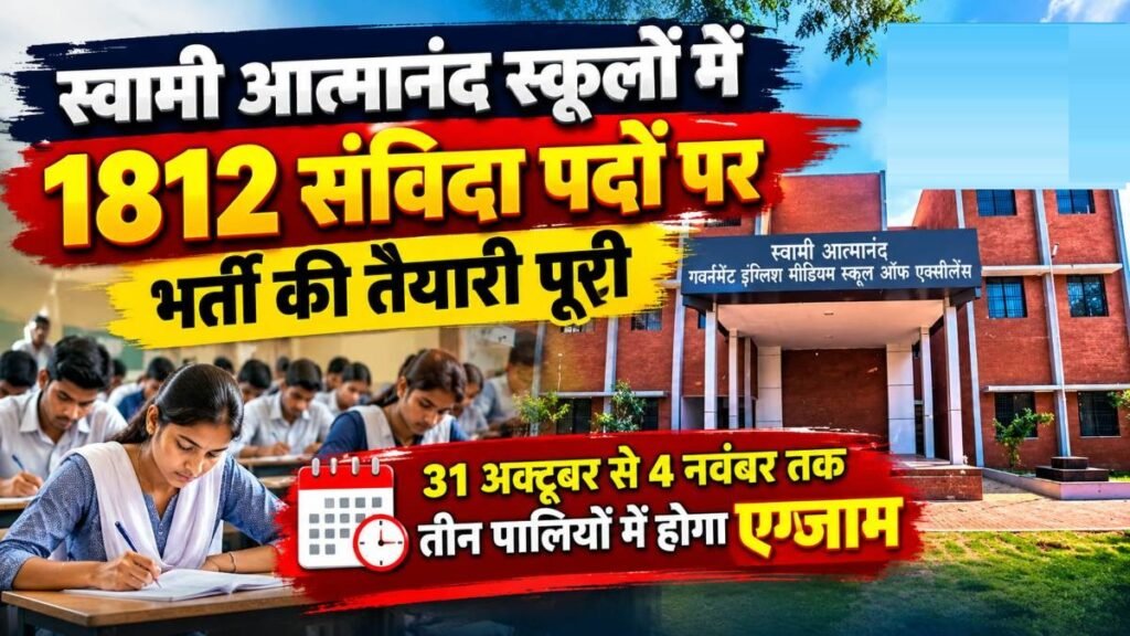 CG Job Alert : स्वामी आत्मानंद स्कूलों में 1812 पदों पर भर्ती परीक्षा 31 अक्टूबर से, 34 हजार अभ्यर्थी होंगे शामिल