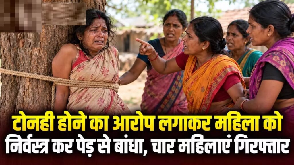 CC: टोनही का आरोप लगाकर महिला से बर्बरता, निर्वस्त्र कर पेड़ से बांधा; 4 गिरफ्तार